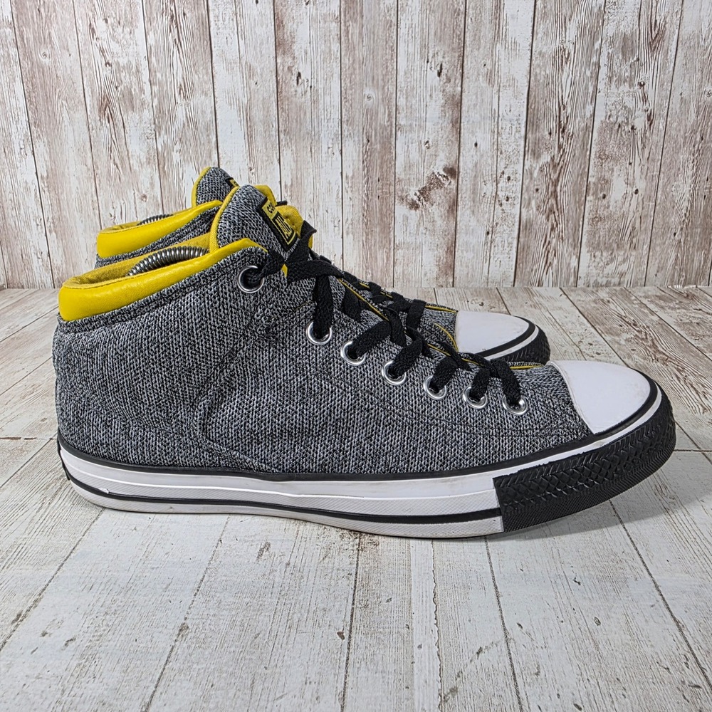 Converse Chuck Taylor All Star Madison Mid Grey Yellow Knit Shoes 162420F W 10.5